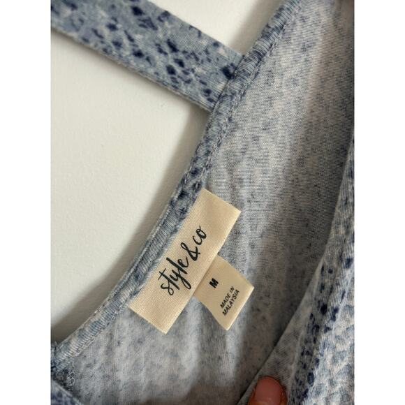 Style & Co. Blue Snakeskin Print Stretchy Dress - Medium Sleeveless - Picture 5 of 7